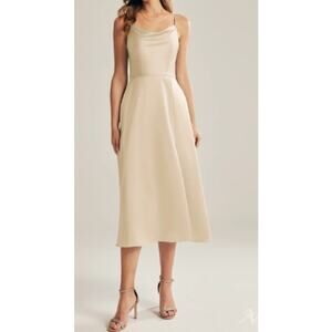 AW BRIDAL SZ 6 S champagne Renee bridesmaid formal party midi dress NEW b129